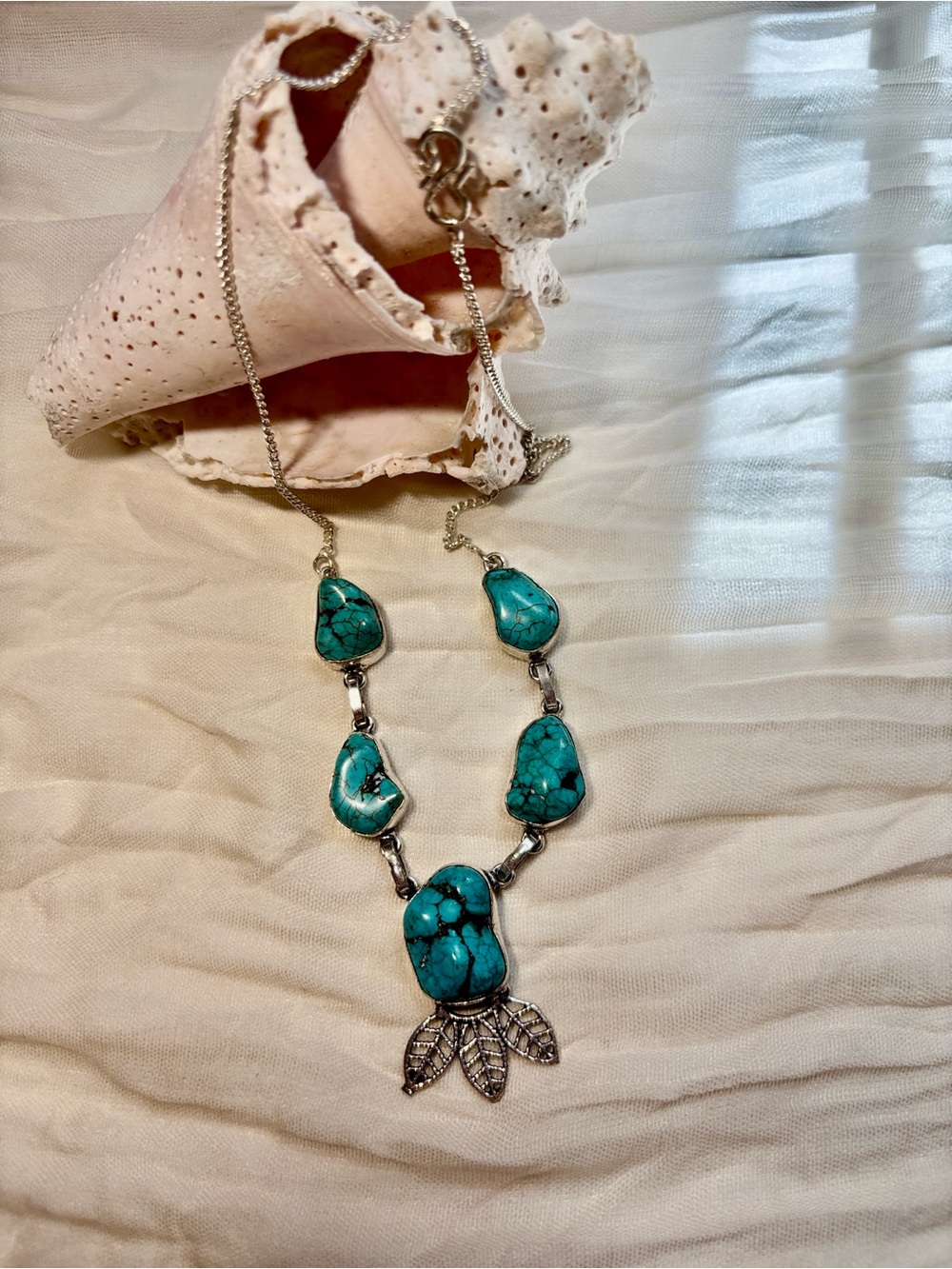 NEW 925 Silver (Stamped) Turquoise Stone Necklace